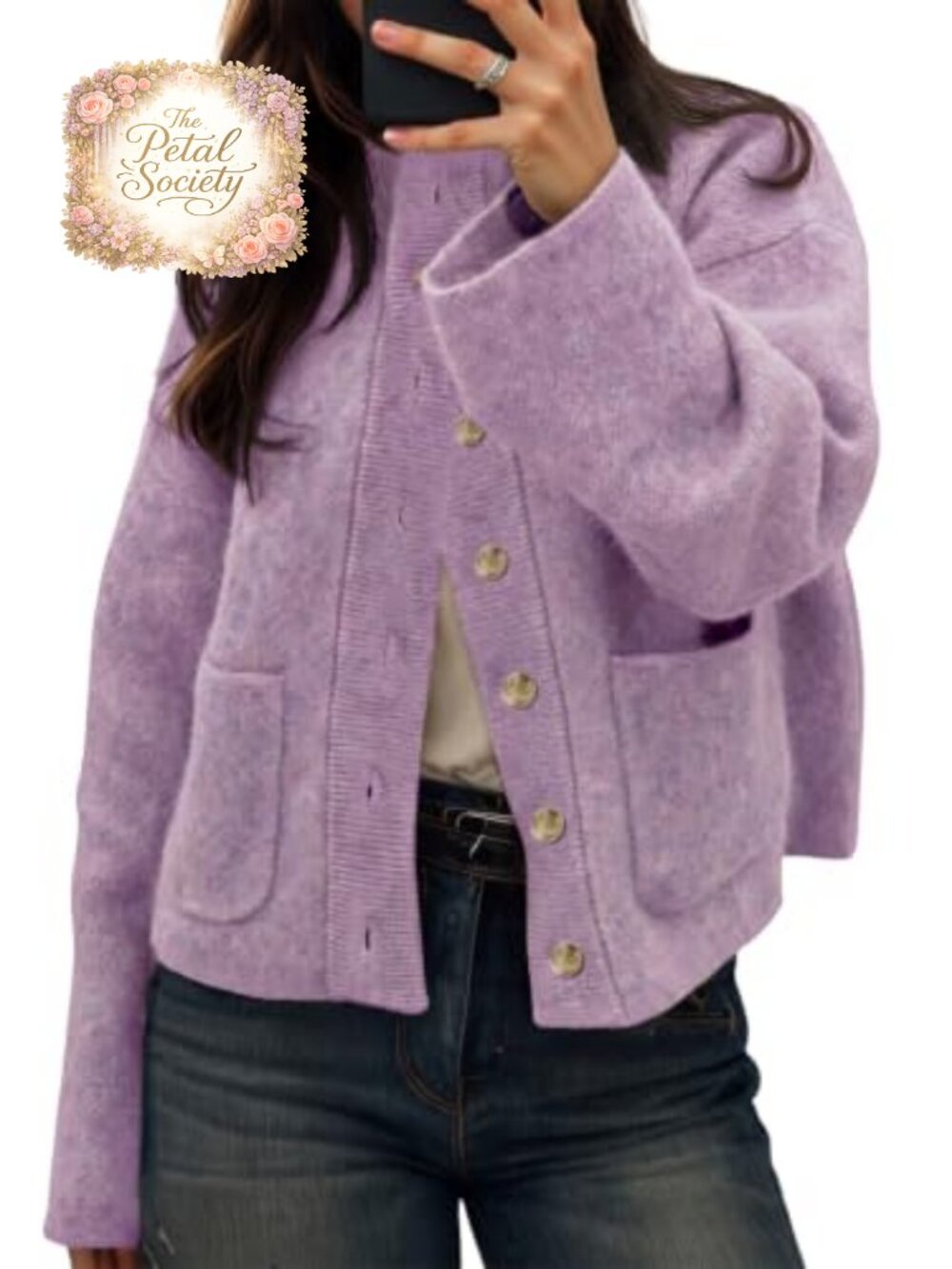 Womens Chunky Knit Button Down Open Front Cardigan Sweater with Pockets